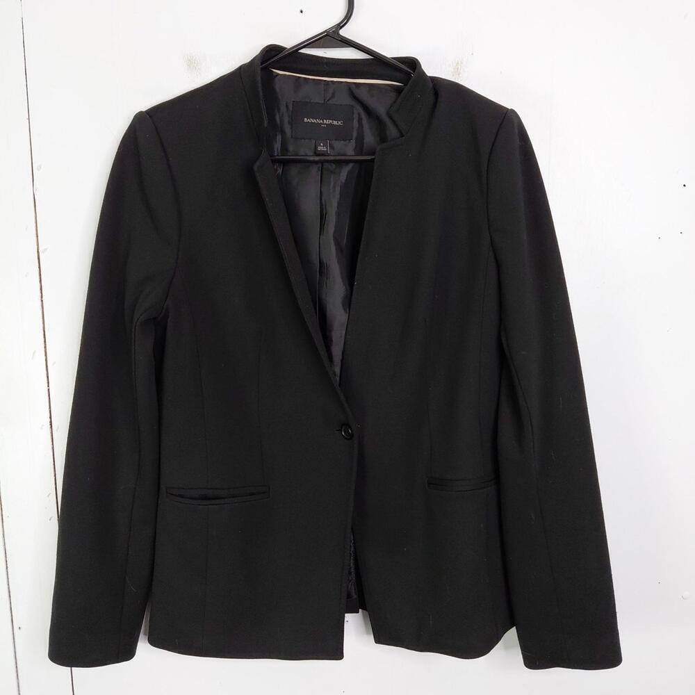 Banana Republic Blazer Womens 6 Ponte One Button Inverted Collar Career Business